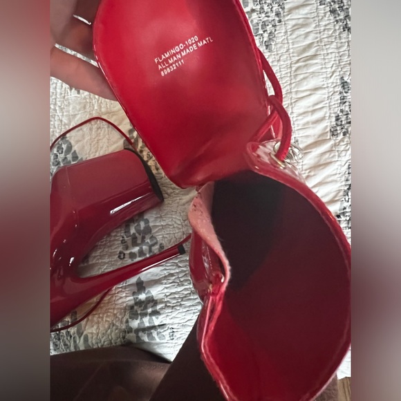 pleaser shoes flamingo 1020 8 inch red boots - Picture 4 of 6